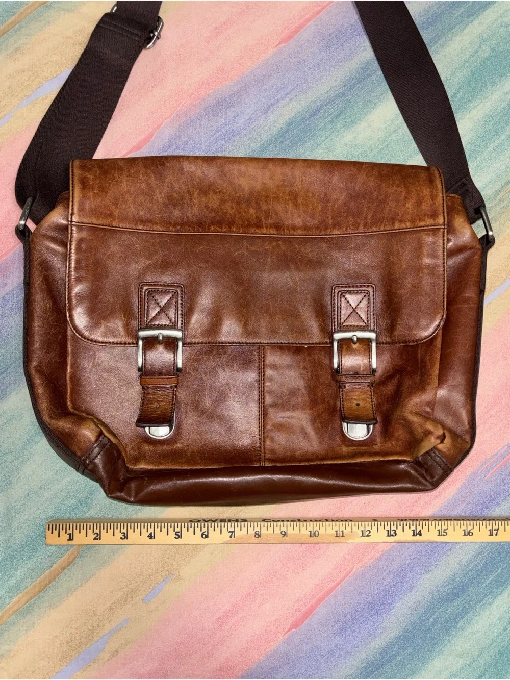 Fossil Leather Messenger Briefcase Work Laptop Bag